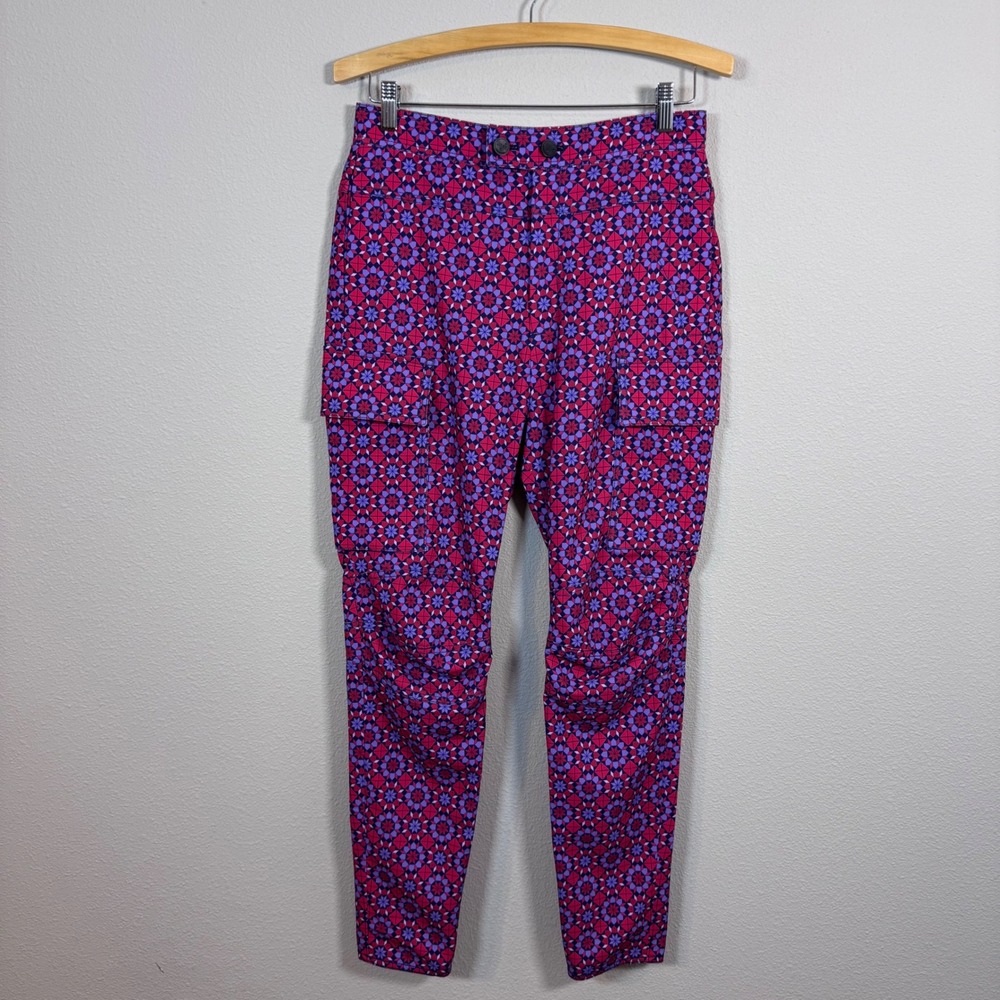 Lucky Chouette Red Purple Geometric Tapered Cargo Pants K-Fashion Womens 36 US S